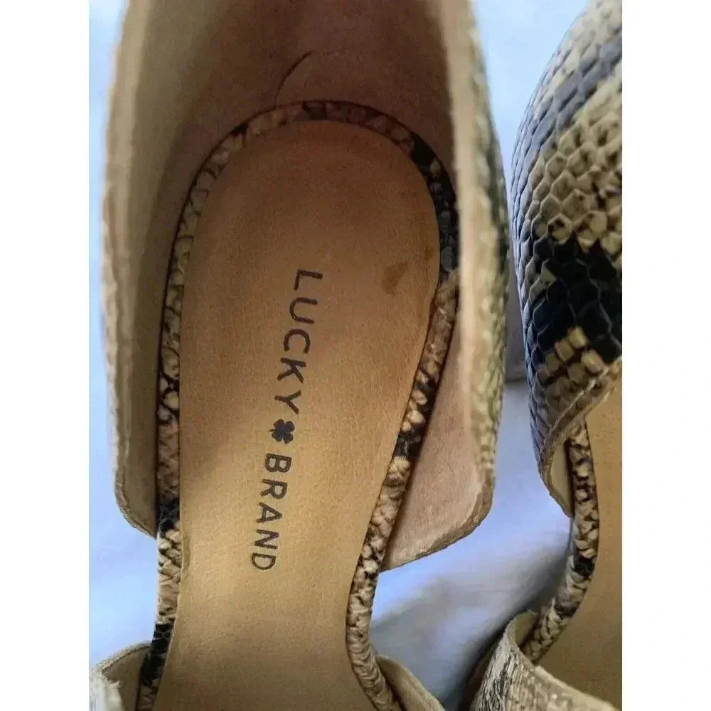 Lucky Brand Womens Junai Heels Leia Snake Print Natural MultiColor Size 7.5 US - Picture 7 of 9